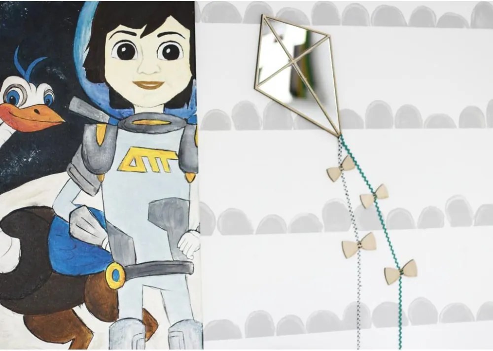 Zrkadlo Šarkan do detskej izby – akrylové zrkadlo z dreva 32x21 cm