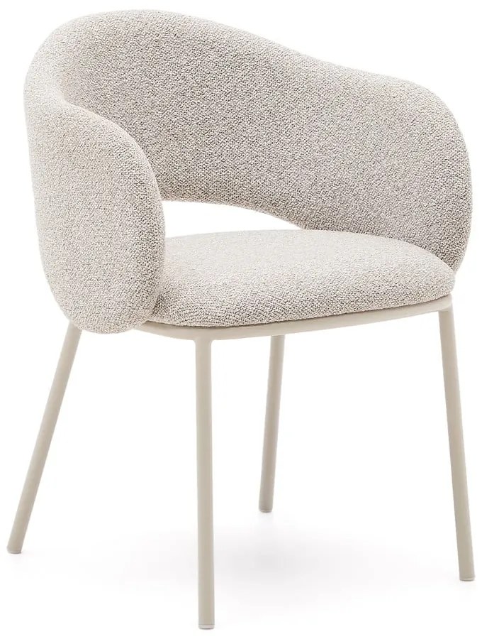 Slonovinové čalúnené jedálenské kreslo Maina – Kave Home