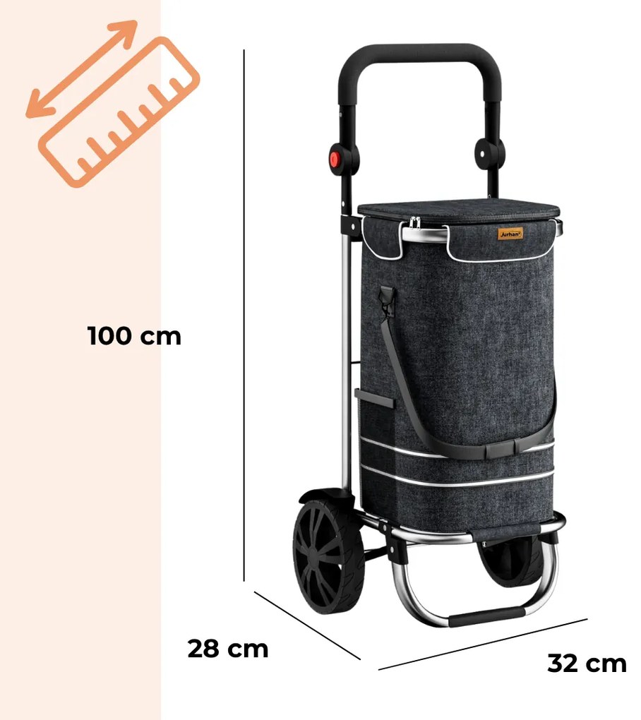 Jurhan Nákupná taška na kolieskach EASY, 50l, čierna