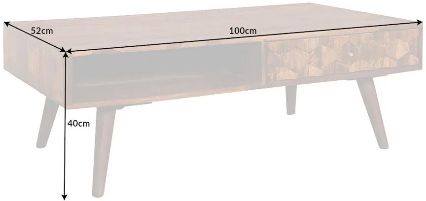 Konferenčný stolík Mystic Living 100 cm Sheesham