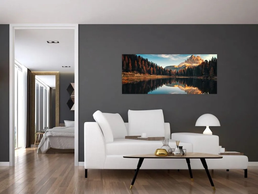 Obraz - Alpy, Taliansko, Dolomity, Lago Antorno (120x50 cm)