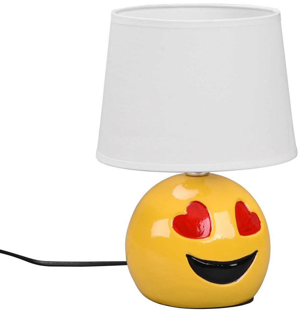 Stolová lampa Lovely so Smiley, látka, biela