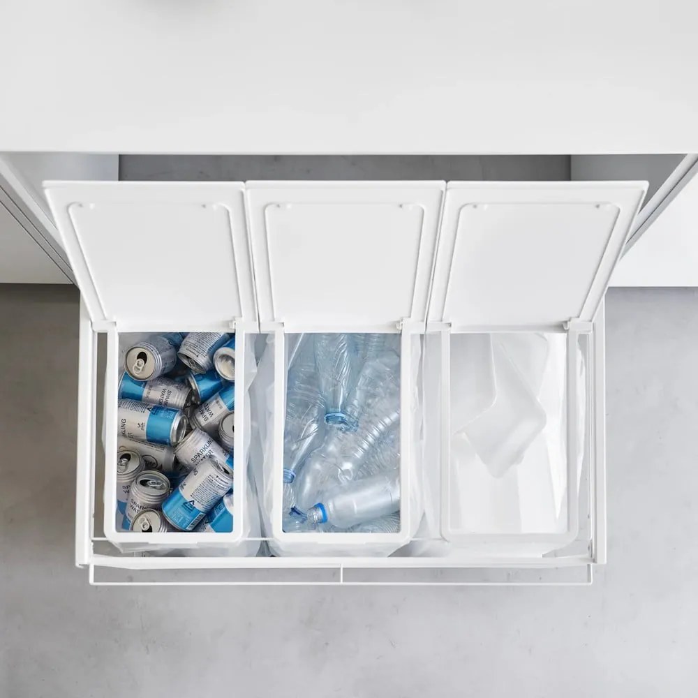 Biely kovový odpadkový kôš na triedený odpad Tower – YAMAZAKI