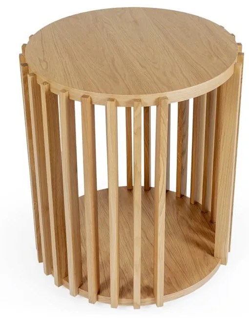 Odkladací stolík z dubového dreva Woodman Drum, ø 53 cm