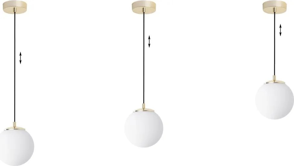 Závesné svietidlo Florence, 1x biele sklenené tienidlo, g/b