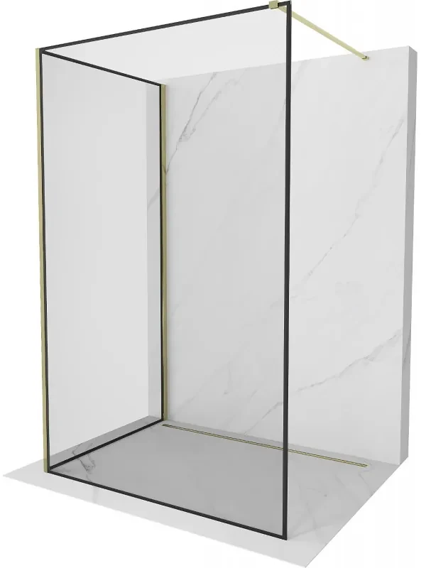 Mexen Kioto sprchová stěna Walk-in 110 x 90 cm, černý vzor, zlatá - 800-110-212-50-70-090