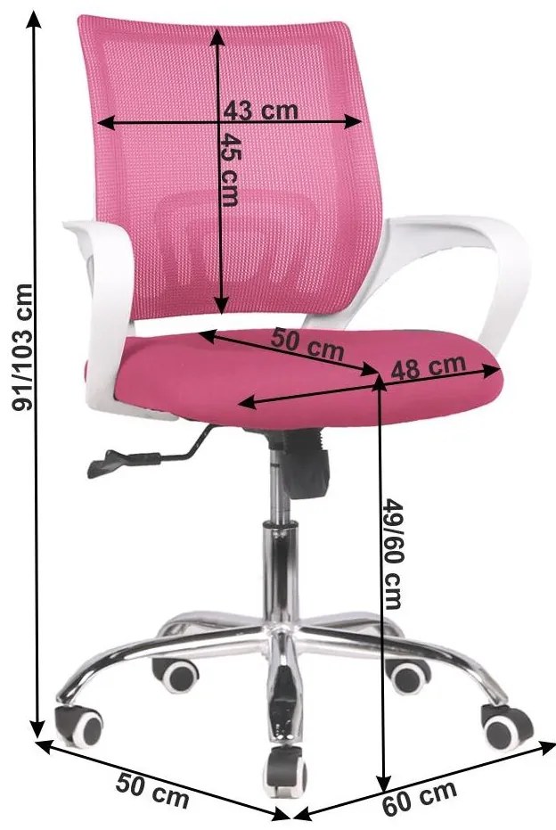 Tempo Kondela Kancelárske kreslo, ružová/biela, SANAZ TYP 2