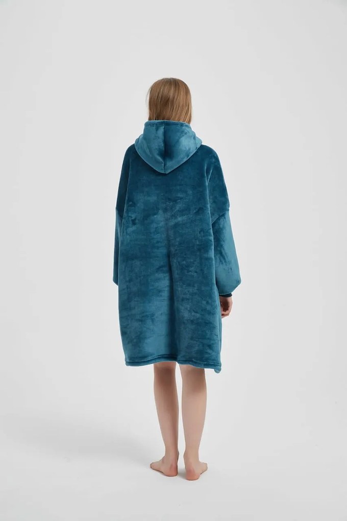 Deka s rukávmi HOODIE tmavotyrkysová