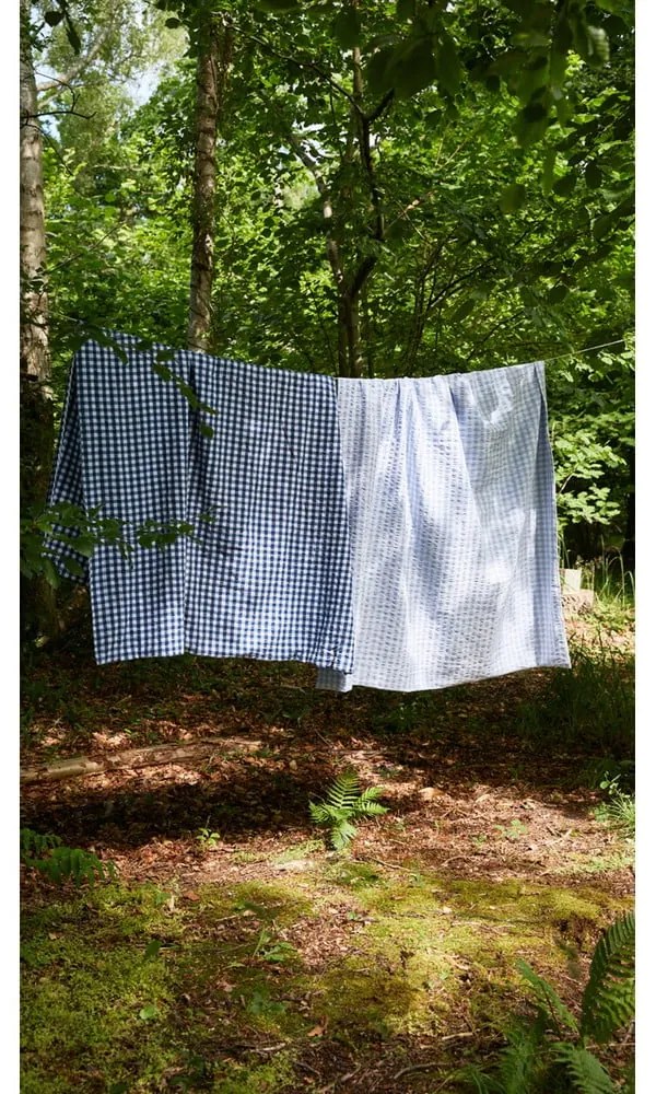 Bielo-svetlomodré predĺžené krepové obliečky na jednolôžko 140x220 cm Bæk&Bølge – JUNA