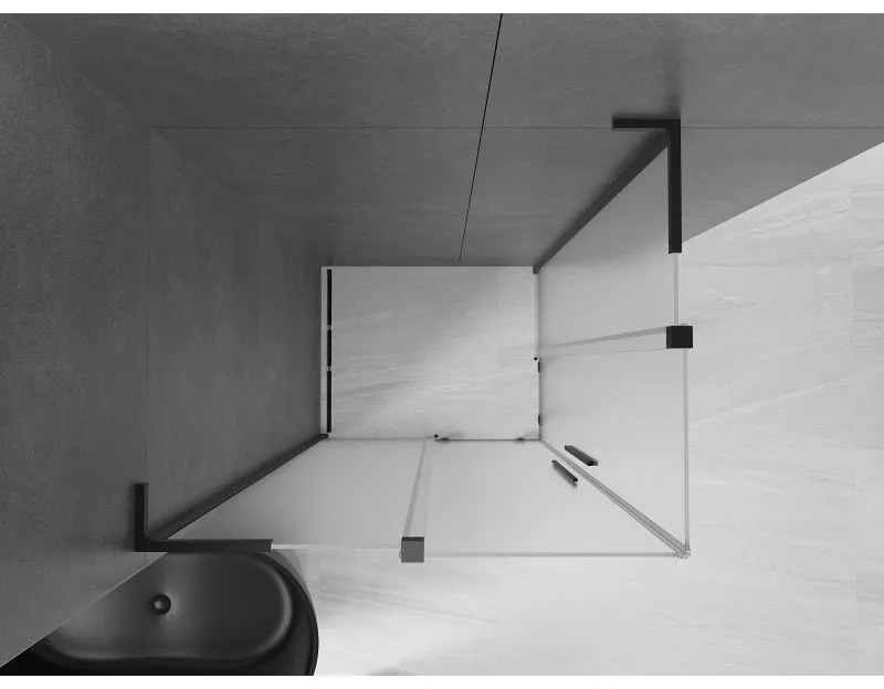 Mexen Velar L Duo, sprchový kút s posuvnými dverami 90 x 80 cm, 8mm sklo námraza, čierna matná, 871-090-080-02-33-70