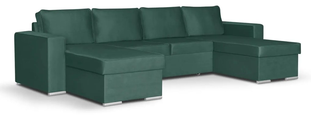 Rohová sedacia súprava s funkciou spania PANORAMO-U Zelená