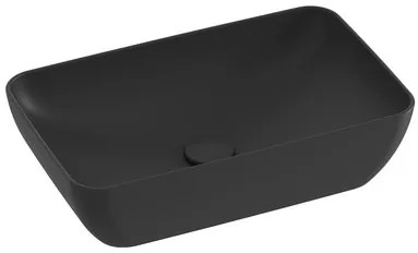Ravak Uni umývadlo na dosku 50x31 cm čierna bez otvoru pre batériu, bez prepadu XJX0D150000