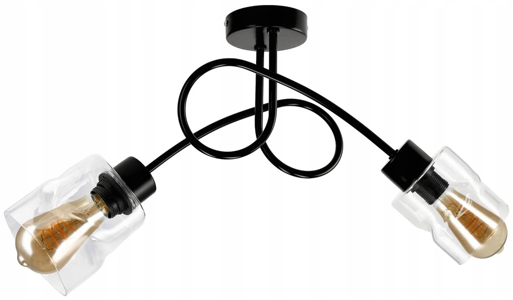 BERGE LED luster stropné svietidlo 2xE27, skladací sklenený štvorec, transparentný