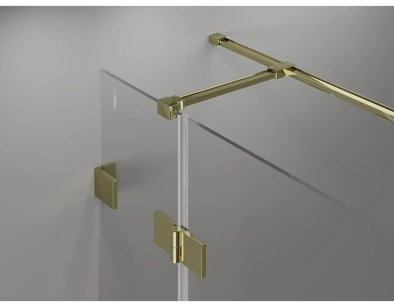 Mexen Lunar T, výklopný pravý sprchový kút 125 x 120 cm, 8mm číre sklo, zlatý profil, 834T-125-120-50-00-P