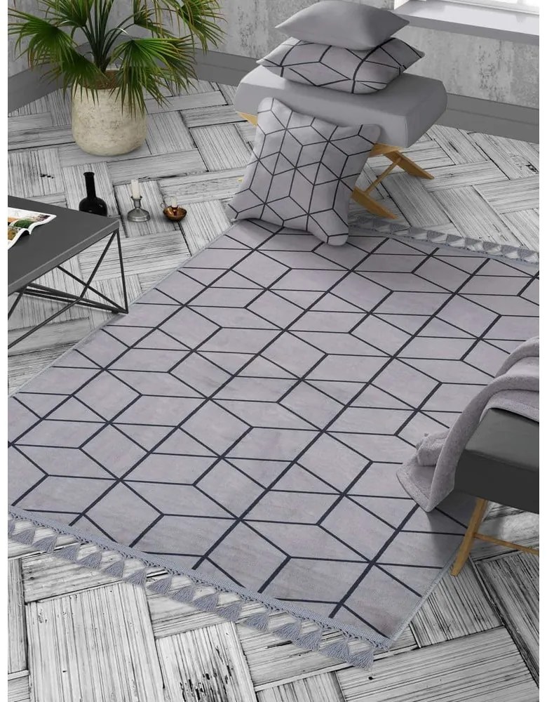 Sivý umývateľný koberec 160x100 cm - Vitaus