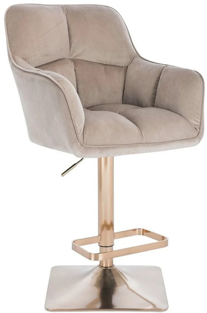 LuxuryForm DESIGN Barová stolička AMALFI VELUR na zlatej hranatej základni - latte