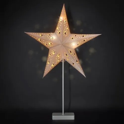 Solight LED vianočná hviezda so stojanom, biela, 45 cm, 10x LED, 2x AA