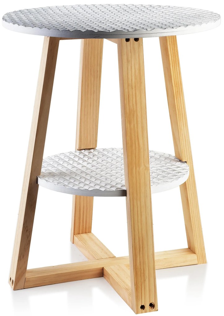 Odkladací stolík LAMMY 40x50 cm bielo-strieborný/dub prírodný