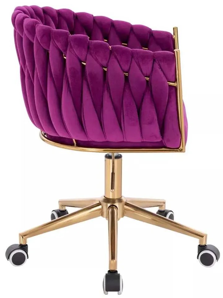 LuxuryForm DESIGN Kreslo NORDEN VELUR na zlatej podstave s kolieskami - fuchsia