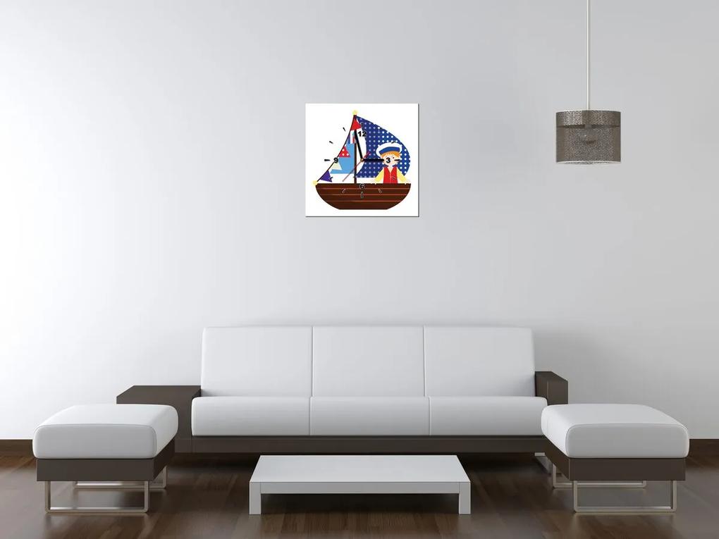 Gario Obraz s hodinami Na malej loďke Rozmery: 40 x 40 cm