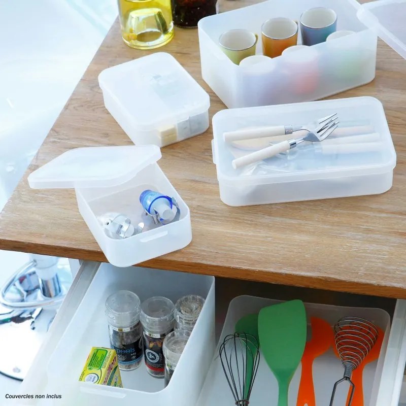 Plastový úložný organizér Pure Box A5 s priehradkami, mliečny