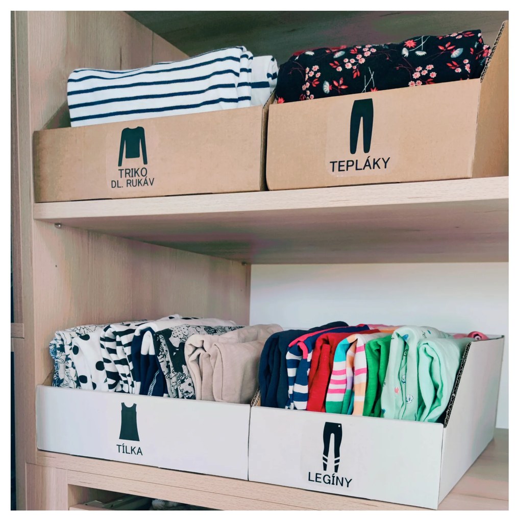 KARTON PAK Úložné boxy na oblečenie, organizéry do skrine BIELY KARTÓN 20x47 cm