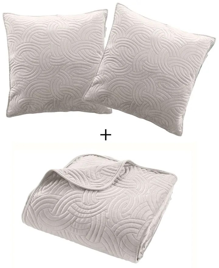 Krémová zamatová súprava prikrývky a obliečky na vankúš 240x260 cm Solange – douceur d'intérieur