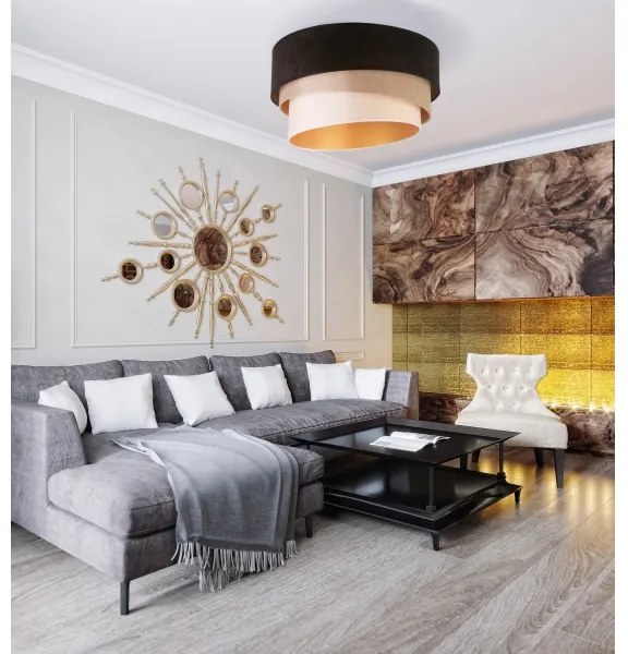 Duolla - Stropné svietidlo DEVON 1xE27/40W/230V pr. 45 cm čierna/béžová