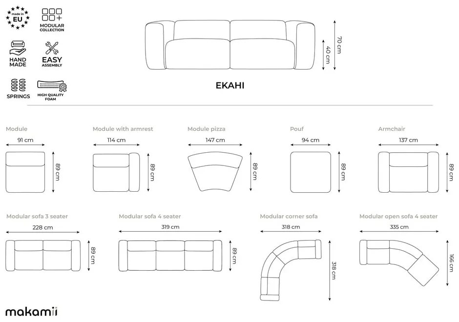 Béžové zamatové kreslo Ekahi – Makamii
