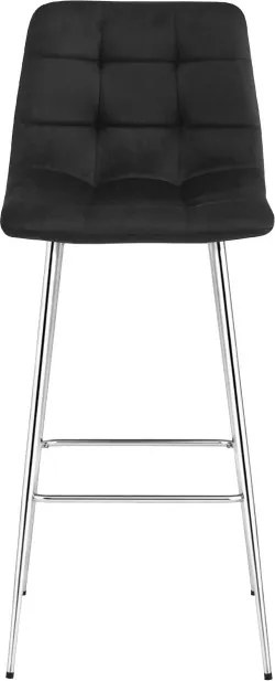Barová stolička ARCETO zamatová, čierna / strieborná