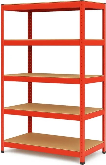 Akcia 3x Regál 180x90x40 cm lakovaný 5-policový, nosnosť 875 kg - červený