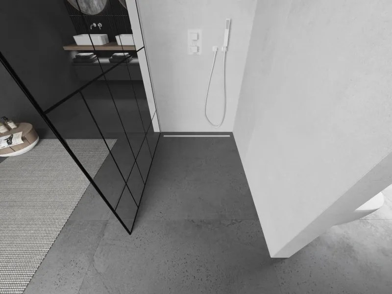 Mexen Kioto L, sprchová zástena Walk-In 110 x 200 cm, 8mm číre sklo čierny vzor, biely profil, 800-110-103-20-78