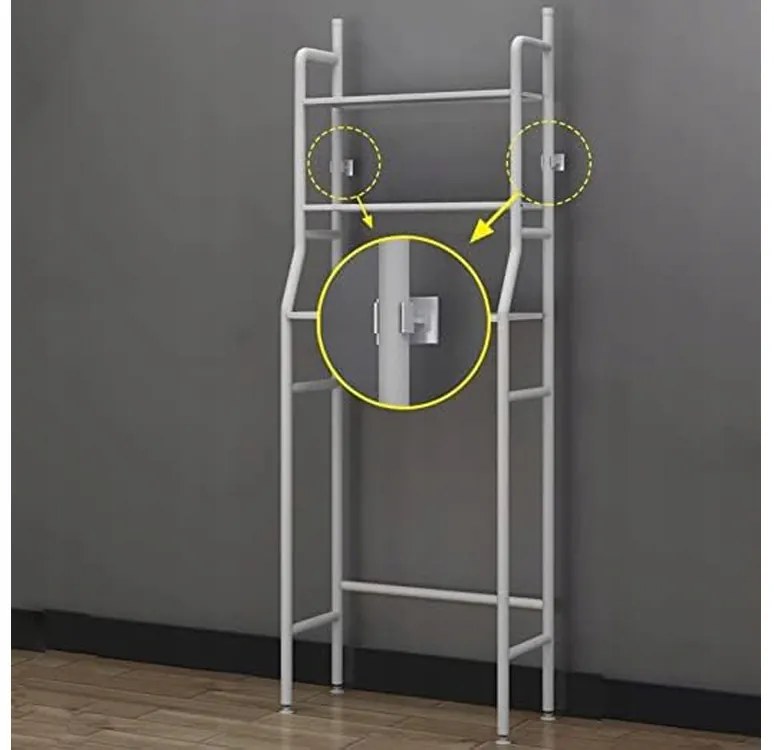 VERK GROUP Kúpeľňový regál nad práčku s 3 policami, biely, 153 x 65 x 25 cm