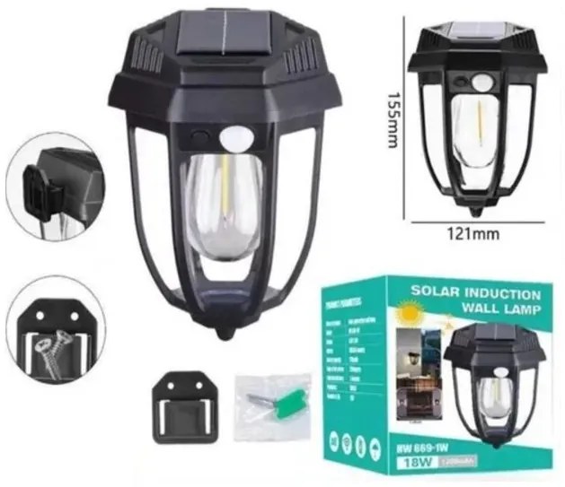 Vonkajšie solárne indukčné nástenné svietidlá Sunlight WW669-1W - 18W