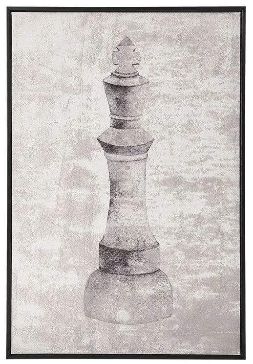 Zarámovaný obraz na plátne šach 63 x 93 cm sivý BUDRIO Beliani