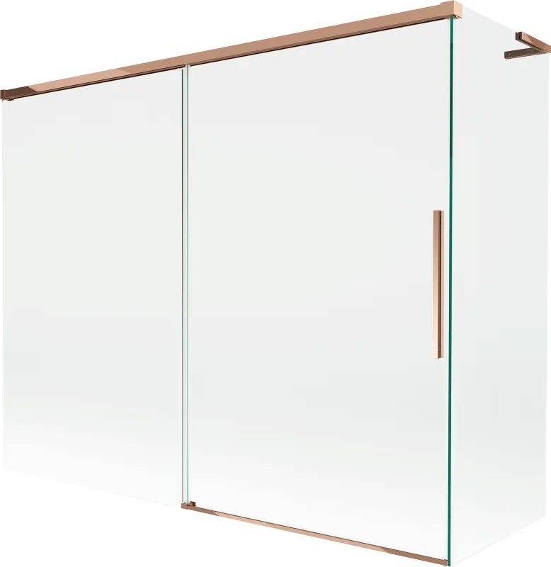 Mexen Rox, L 2-krídlová posuvná vaňová zástena 190 + 80 x 150 cm, 8mm číre sklo, ružové zlato profil, 8C9L-190-080-60-00