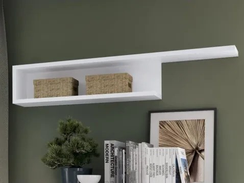 Nástenná polica s priehradkou Lyon 140 cm, biela/biela lesk%