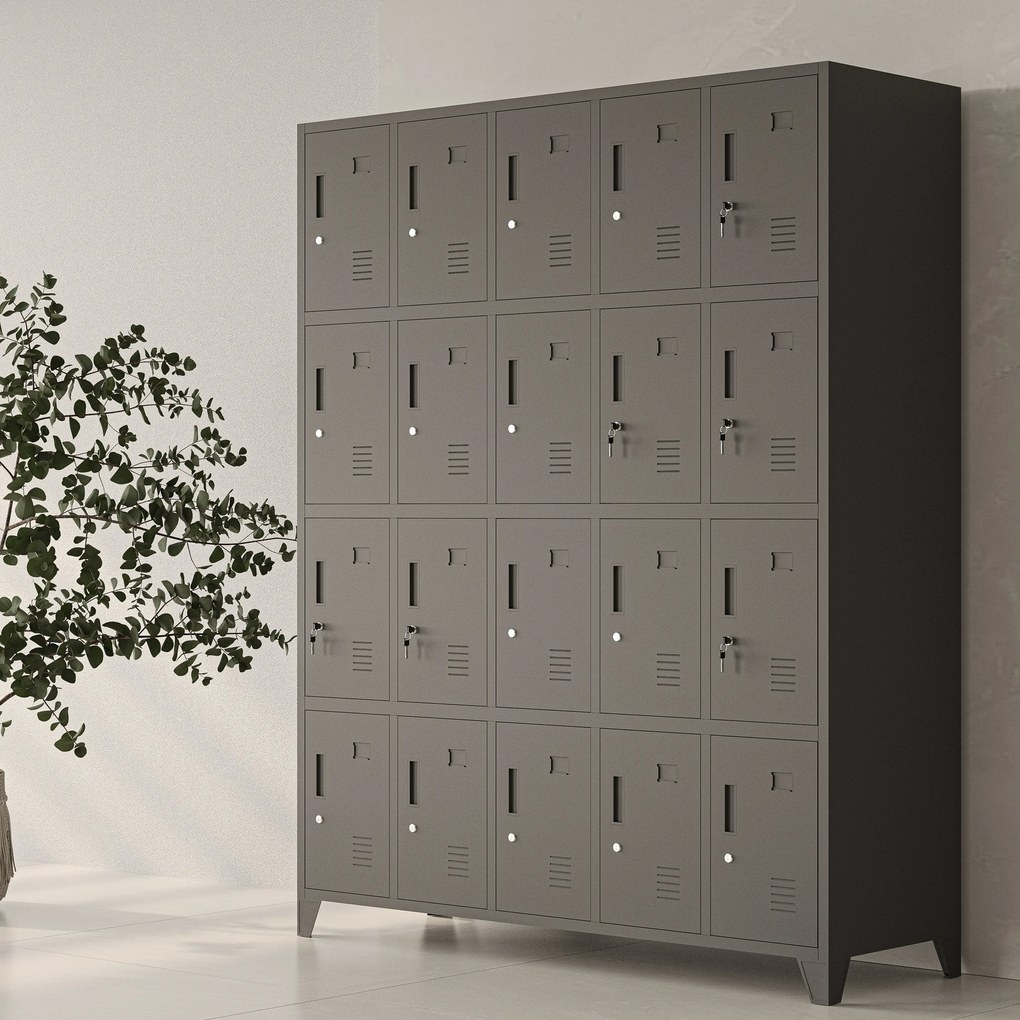 Skriňa s priehradkami s 20 priehradkami ROBERT, 1360 x 1720 x 450 mm, antracitová