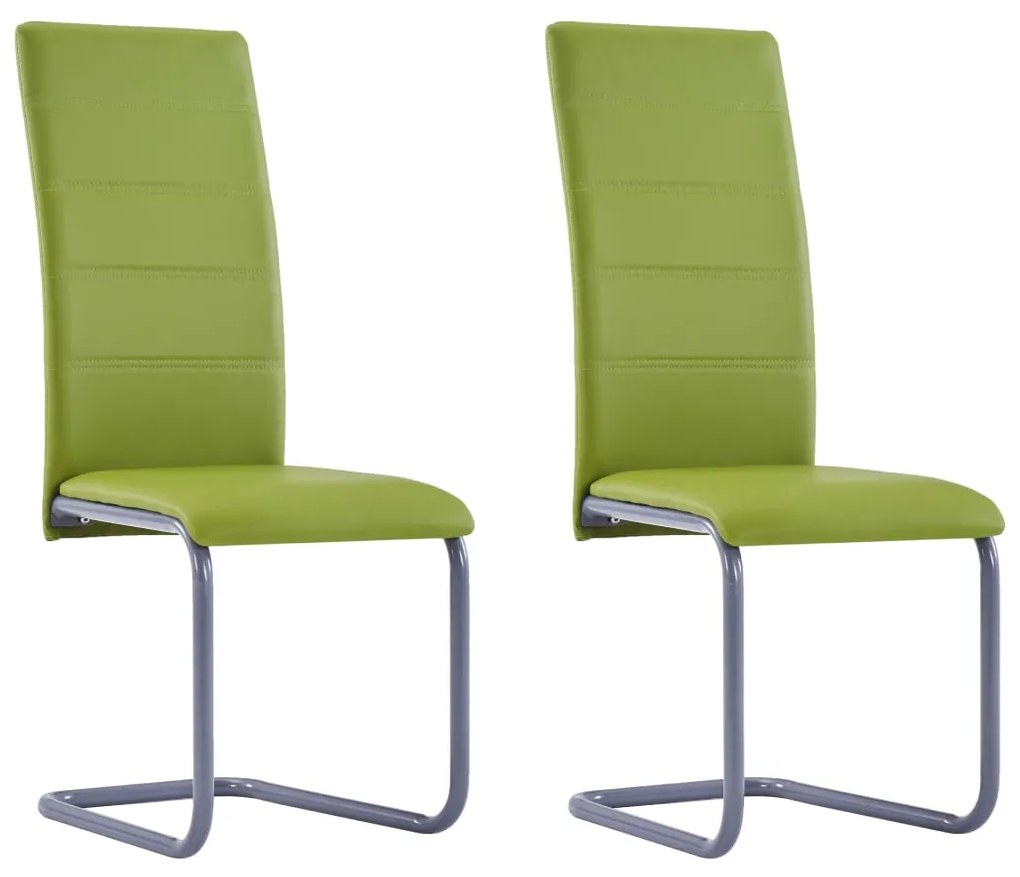 vidaXL Jedálenské stoličky, perová kostra 2 ks, zelené, umelá koža