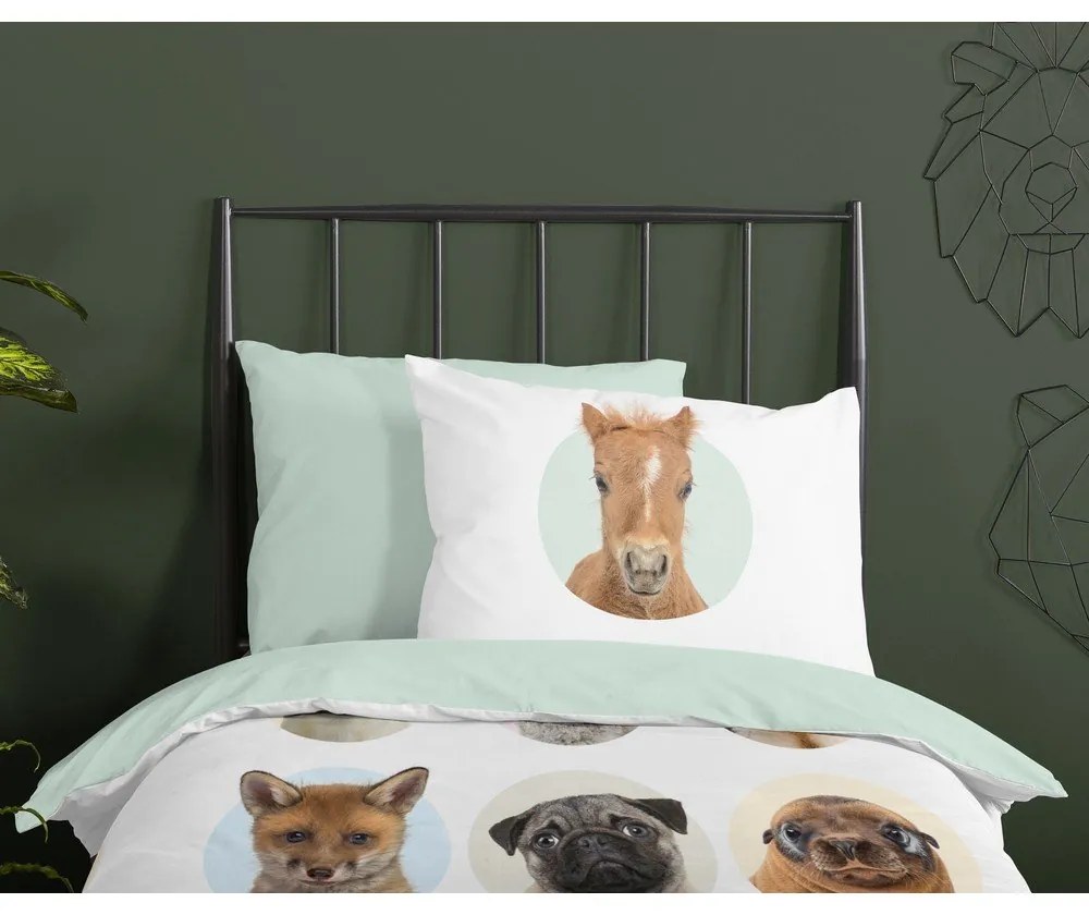 Bavlnené detské obliečky na jednolôžko/predĺžené 140x220 cm Young Animals – Good Morning