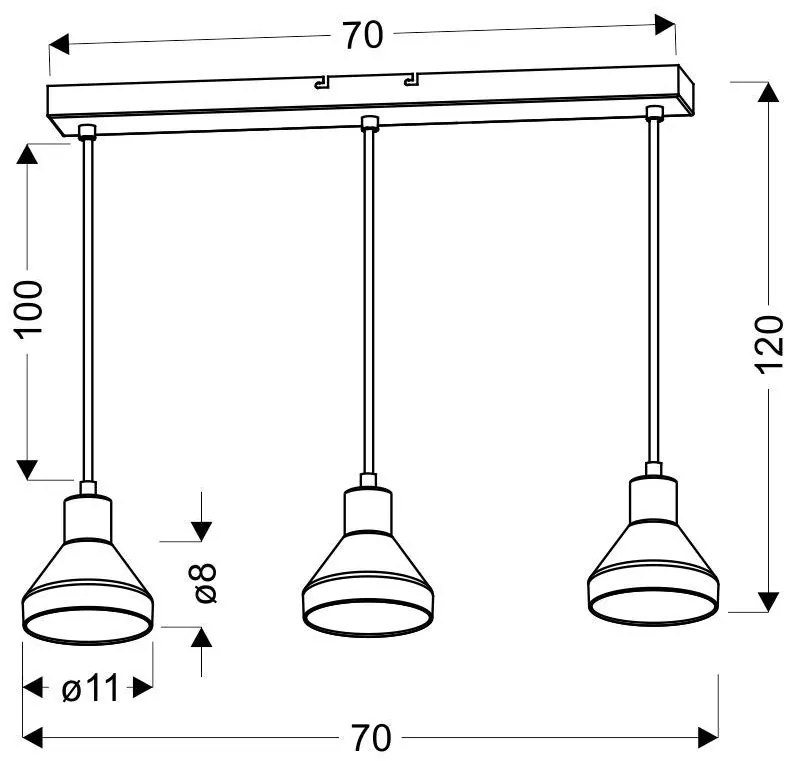 Candellux Čierno-zlatý závesný luster Gregory pre žiarovku 3x E14 33-79008