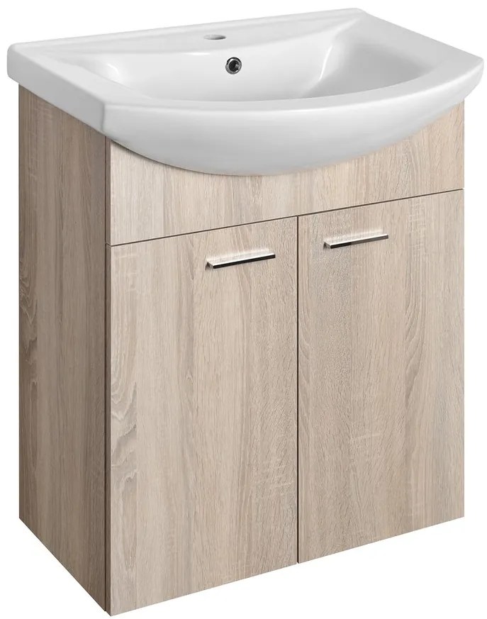 Aqualine Sapho, ZOJA umývadlová skrinka 61,5x74x32,5cm, dub platin, 2x dvierka, 51163