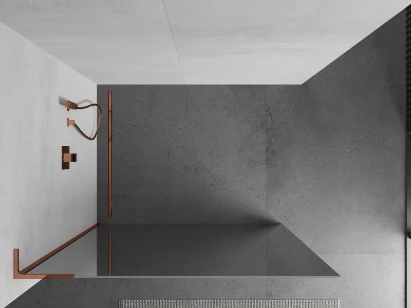 Mexen Kioto L, sprchová zástena Walk-In 110 x 200 cm, 8mm sklo vzor zrkadlo, ružové zlato profil, 800-110-103-60-50