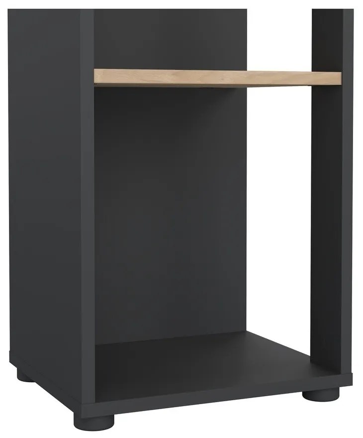 Knižnica v dekore duba v antracitovo-prírodnej farbe 41x205 cm Sign – Tvilum