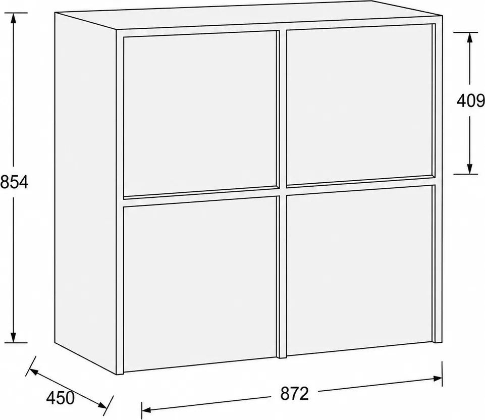 Nadstavba pre skrine FRAME, 4x dvere, 872 x 450 x 854 mm, RFID zámok, dub prírodný