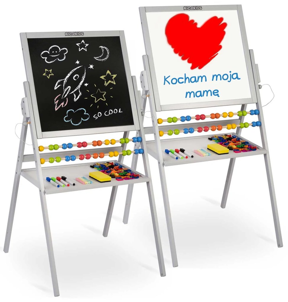 Magnetická otočná tabuľa Ricokids - sivá