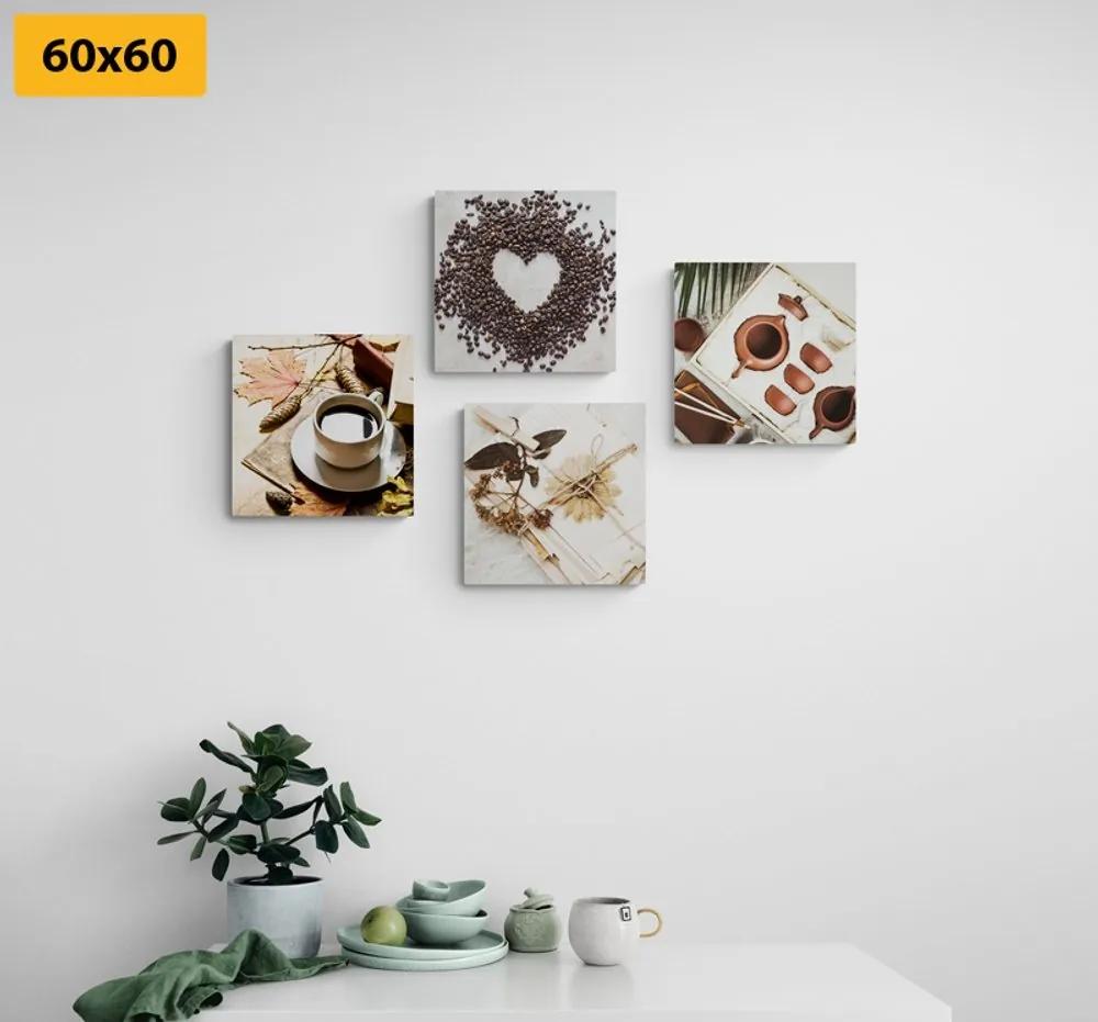Set obrazov zátišie kávy - 4x 60x60