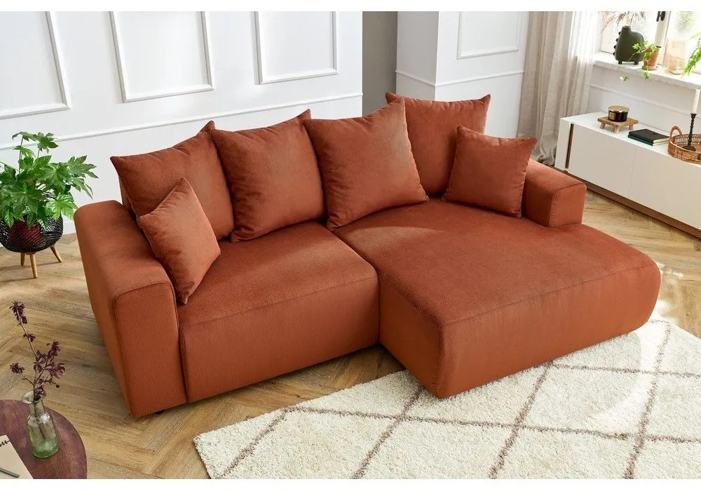 Oranžová zamatová rohová pohovka Enjoy – Bobochic Paris