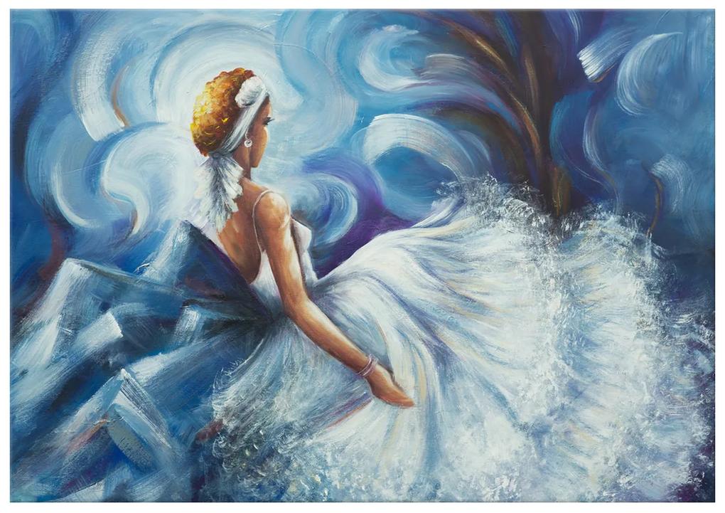 Gario Ručne maľovaný obraz Modrá dáma počas tanca Rozmery: 100 x 70 cm