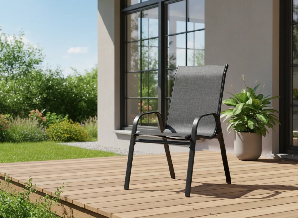 Garden Line SADA 2 ČIERNYCH ZÁHRADNÝCH STOLIČIEK 54 x 70 x 92 CM